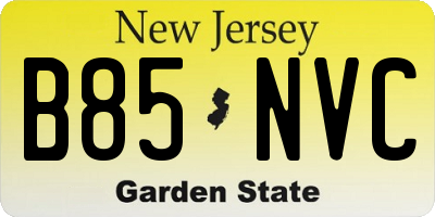 NJ license plate B85NVC