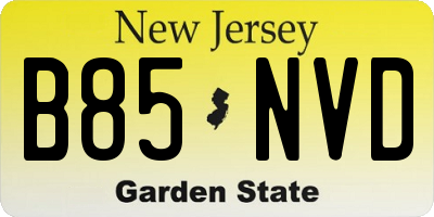 NJ license plate B85NVD