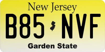 NJ license plate B85NVF