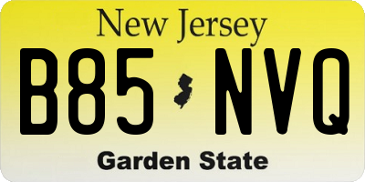 NJ license plate B85NVQ
