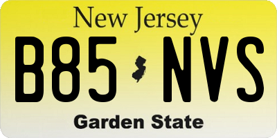 NJ license plate B85NVS
