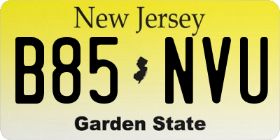 NJ license plate B85NVU
