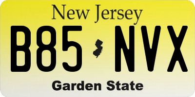 NJ license plate B85NVX