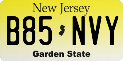 NJ license plate B85NVY