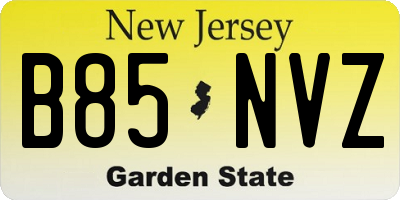 NJ license plate B85NVZ