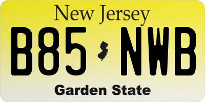 NJ license plate B85NWB