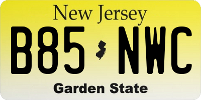 NJ license plate B85NWC