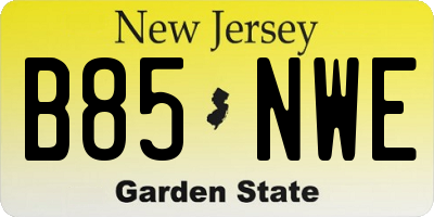 NJ license plate B85NWE