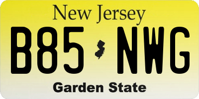 NJ license plate B85NWG