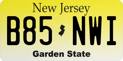 NJ license plate B85NWI
