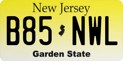 NJ license plate B85NWL