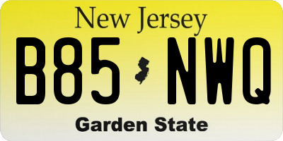 NJ license plate B85NWQ
