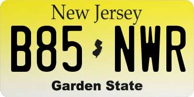 NJ license plate B85NWR