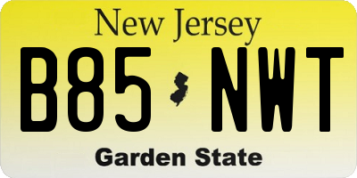 NJ license plate B85NWT