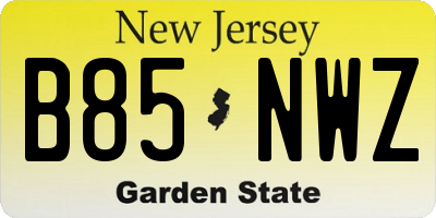 NJ license plate B85NWZ