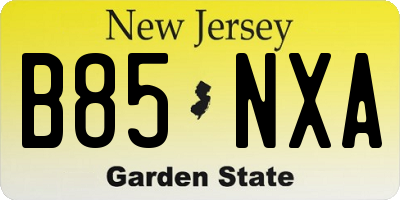NJ license plate B85NXA