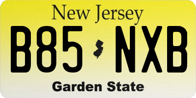 NJ license plate B85NXB