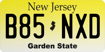 NJ license plate B85NXD