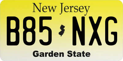 NJ license plate B85NXG