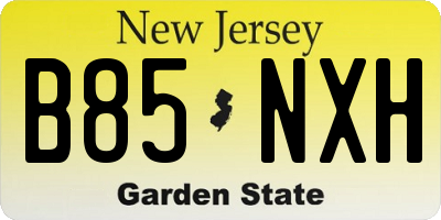 NJ license plate B85NXH