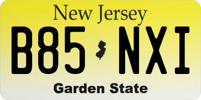 NJ license plate B85NXI
