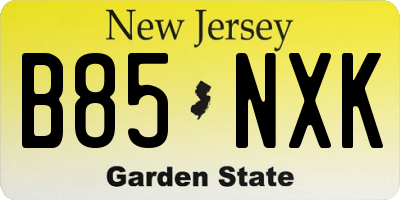 NJ license plate B85NXK
