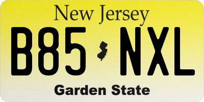 NJ license plate B85NXL
