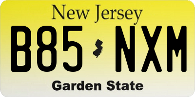 NJ license plate B85NXM