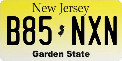 NJ license plate B85NXN