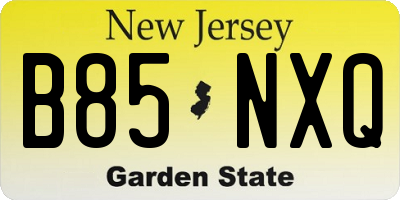 NJ license plate B85NXQ