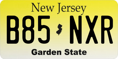 NJ license plate B85NXR