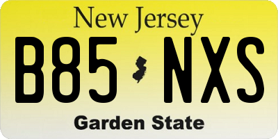 NJ license plate B85NXS