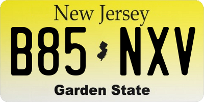NJ license plate B85NXV