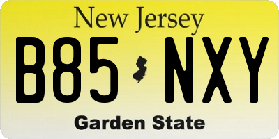NJ license plate B85NXY
