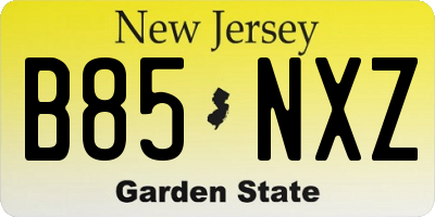NJ license plate B85NXZ