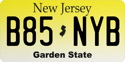 NJ license plate B85NYB