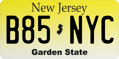 NJ license plate B85NYC