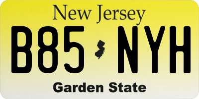 NJ license plate B85NYH