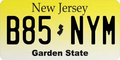 NJ license plate B85NYM
