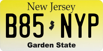 NJ license plate B85NYP