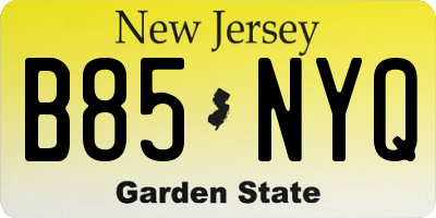 NJ license plate B85NYQ