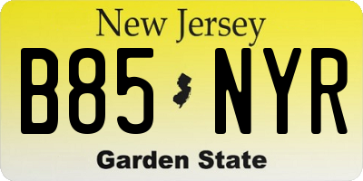 NJ license plate B85NYR