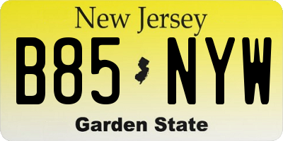 NJ license plate B85NYW