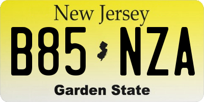 NJ license plate B85NZA