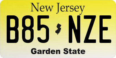 NJ license plate B85NZE