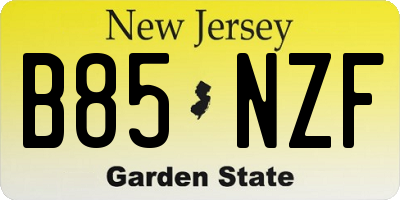 NJ license plate B85NZF