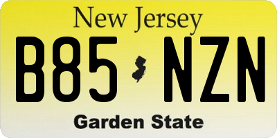 NJ license plate B85NZN