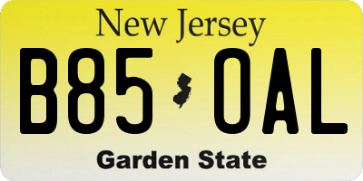 NJ license plate B85OAL