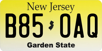 NJ license plate B85OAQ