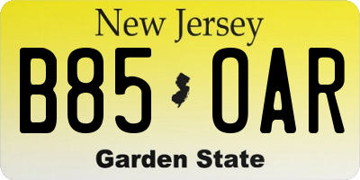 NJ license plate B85OAR